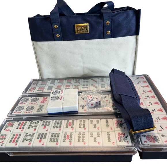 Mahjong Tile Gane Set Complete w/ Bag Racks Dice Open Box Clean Set - Picture 3 of 14